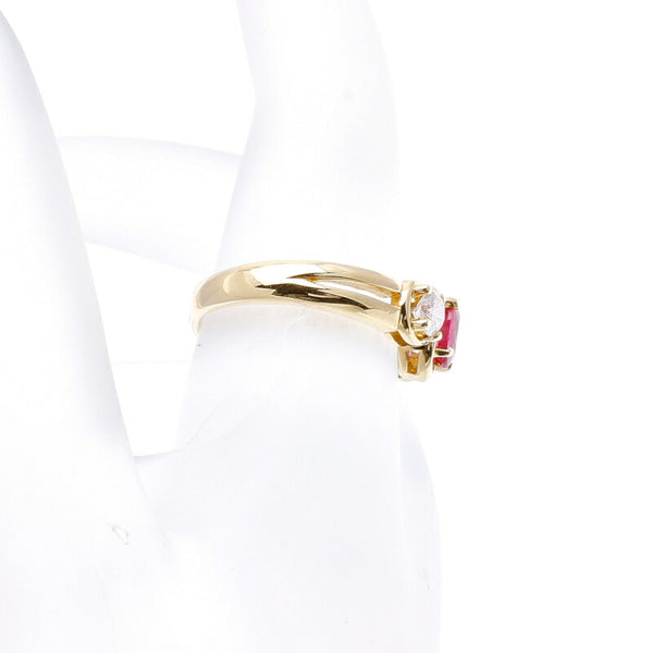 K18YG イエローゴールド ルビー0.65ct ダイヤ0.43ct リング 指輪 レディース 12号 中古