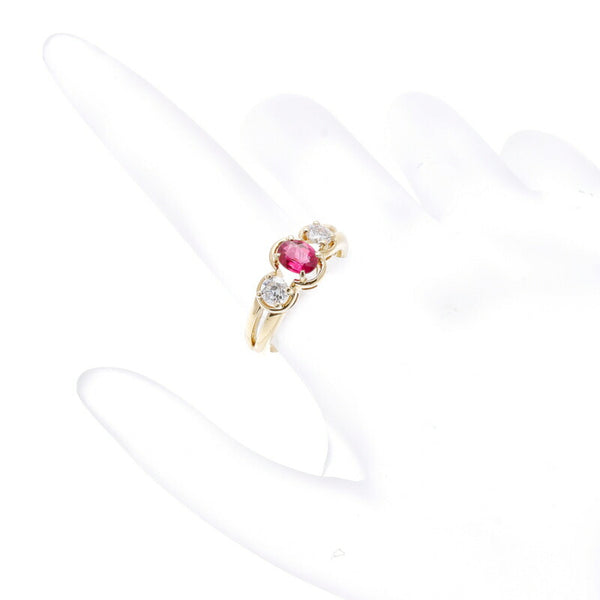 K18YG イエローゴールド ルビー0.65ct ダイヤ0.43ct リング 指輪 レディース 12号 中古
