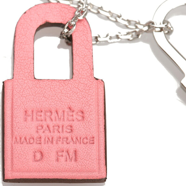 エルメス シルバー ピンク  メタル エトープ ネックレス レディース HERMES D刻印 中古