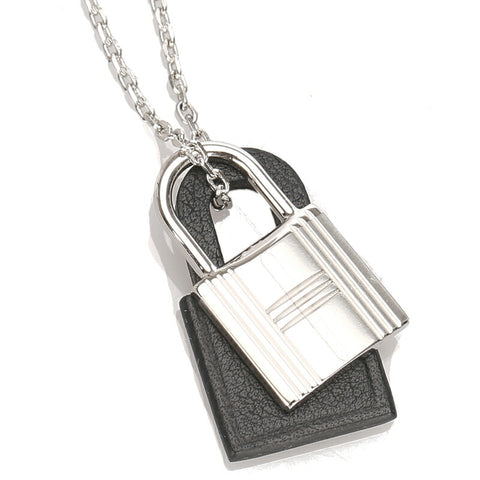 エルメス ブラック シルバー メタル エトープ ネックレス レディース HERMES 中古