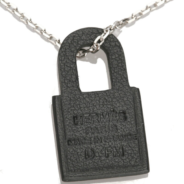 エルメス ブラック シルバー メタル エトープ ネックレス レディース HERMES 中古