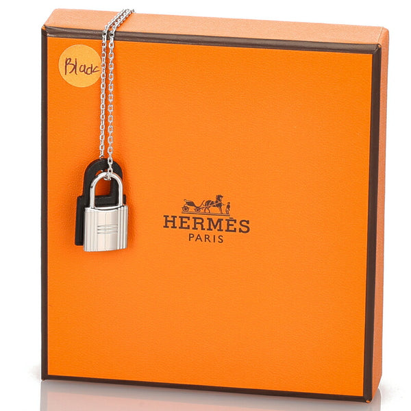 エルメス ブラック シルバー メタル エトープ ネックレス レディース HERMES 中古
