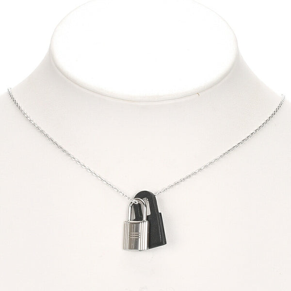 エルメス ブラック シルバー メタル エトープ ネックレス レディース HERMES 中古