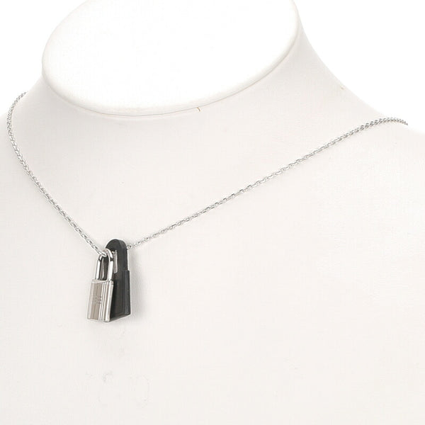 エルメス ブラック シルバー メタル エトープ ネックレス レディース HERMES 中古