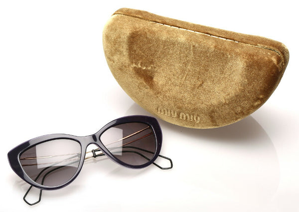 ミュウミュウ SMU12R ブルー メタル プラスチック サングラス レディース MIUMIU 中古
