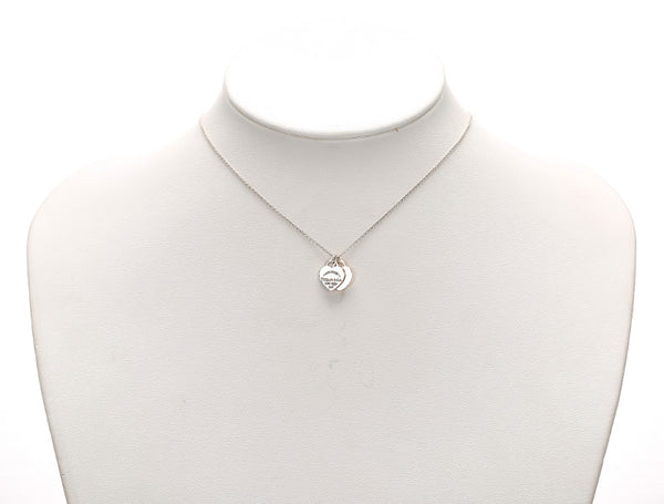 ティファニー K18YG イエローゴールド SV925 シルバー コンビ リターントゥミニダブルハート ネックレス レディース TIFFANY&Co. 中古