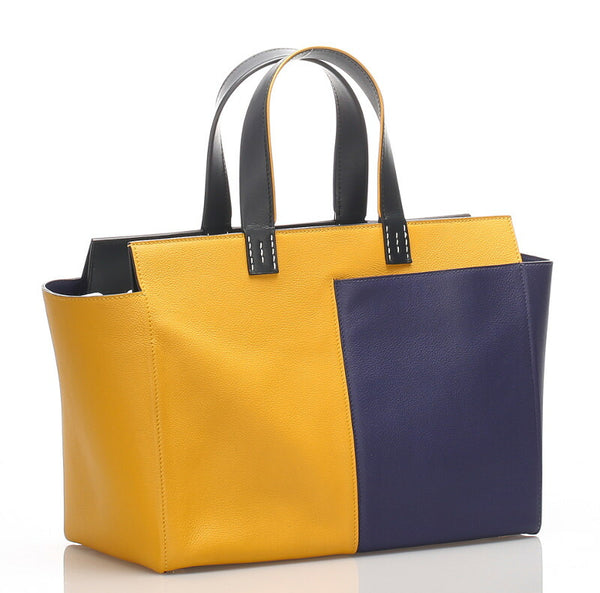 エルメス ネクト ネイビー イエロー レザー ハンドバッグ レディース HERMES 中古