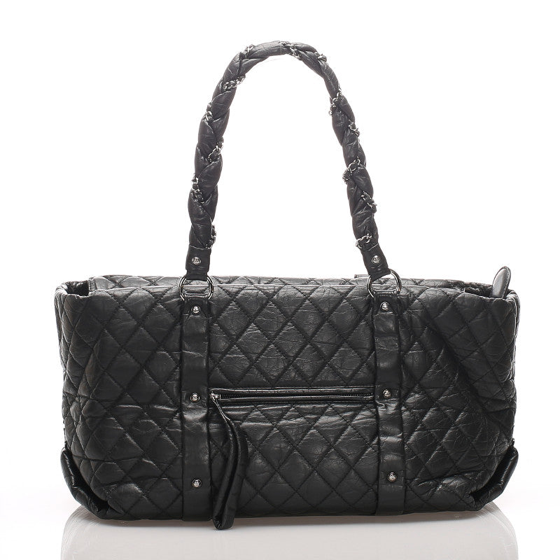 シャネル ブラック ラムスキン チェーン ショルダーバッグ レディース CHANEL 中古