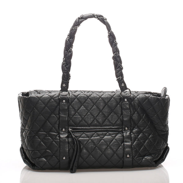 シャネル ブラック ラムスキン チェーン ショルダーバッグ レディース CHANEL 中古