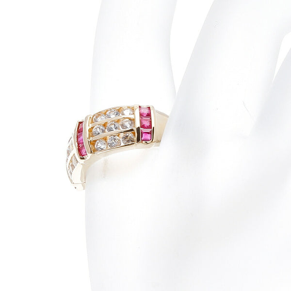 K18YG イエローゴールド ルビー0.72ct サファイア0.72ct リング 指輪 レディース 11号 中古