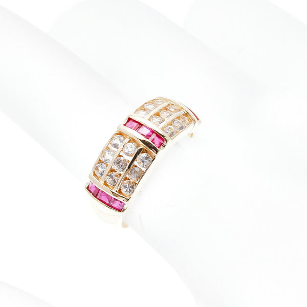 K18YG イエローゴールド ルビー0.72ct サファイア0.72ct リング 指輪 レディース 11号 中古