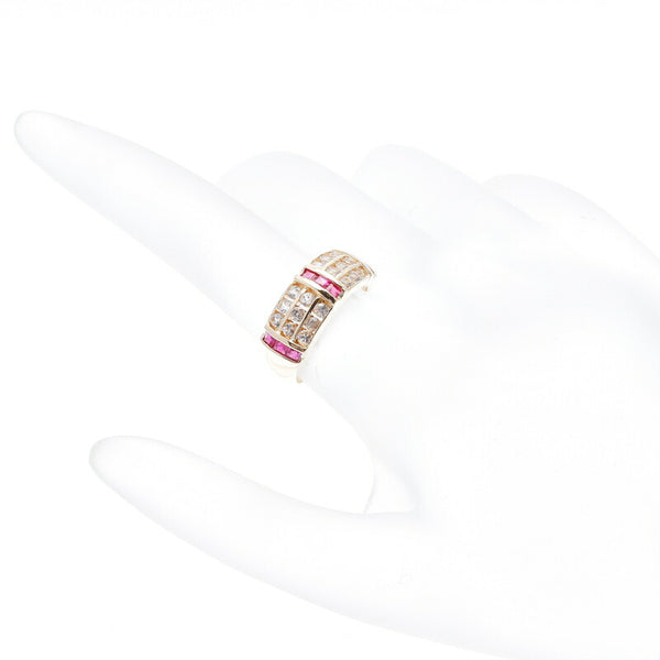 K18YG イエローゴールド ルビー0.72ct サファイア0.72ct リング 指輪 レディース 11号 中古