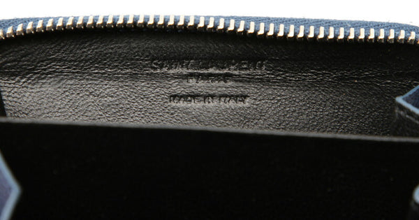 サンローラン ネイビー レザー コインケース レディース SAINT LAURENT 中古