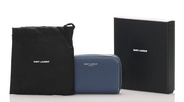 サンローラン ネイビー レザー コインケース レディース SAINT LAURENT 中古