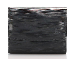 ルイ ヴィトン エピ ポルト12カルトクレディ M63472 ブラック 黒 レザー 二つ折り財布 レディース LOUIS VUITTON 中古