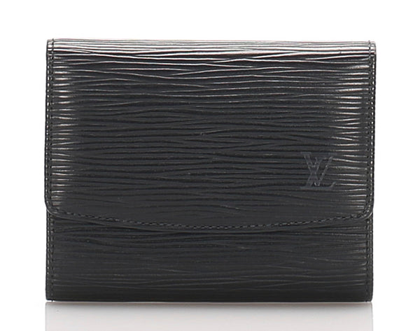 ルイ ヴィトン エピ ポルト12カルトクレディ M63472 ブラック 黒 レザー 二つ折り財布 レディース LOUIS VUITTON 中古