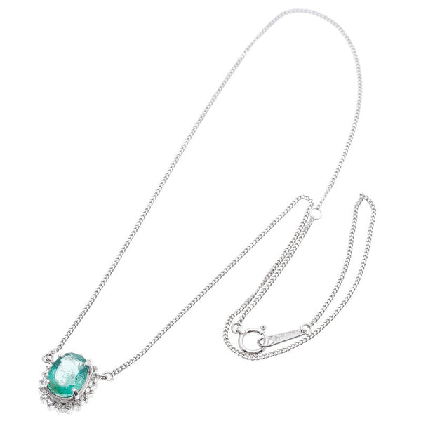 Pt900 プラチナ Pt850 プラチナ エメラルド1.94ct ダイヤ0.23ct ネックレス レディース 中古