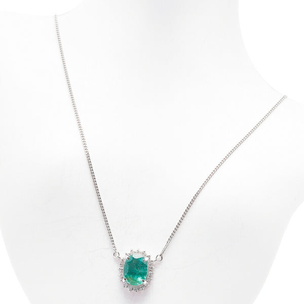 Pt900 プラチナ Pt850 プラチナ エメラルド1.94ct ダイヤ0.23ct ネックレス レディース 中古