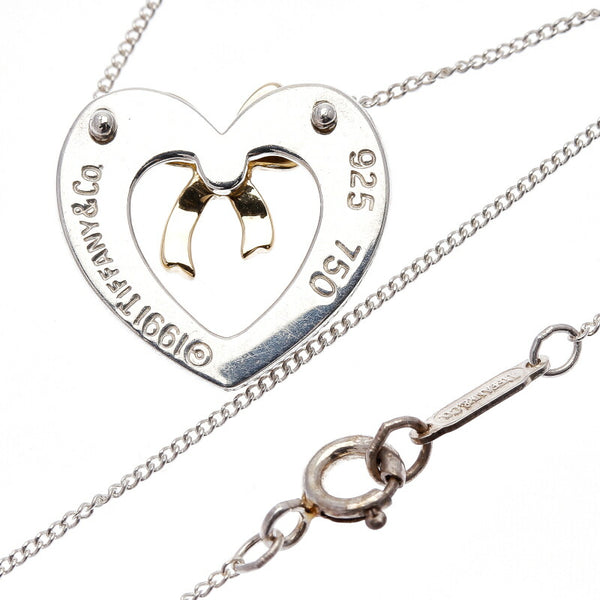 ティファニー シルバー925 K18YG イエローゴールド コンビ コンビ　ハートリボン ネックレス レディース TIFFANY&Co. 中古