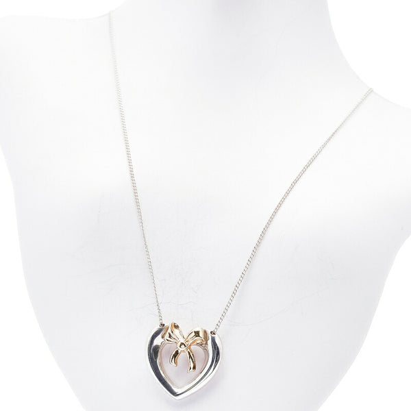 ティファニー シルバー925 K18YG イエローゴールド コンビ コンビ　ハートリボン ネックレス レディース TIFFANY&Co. 中古