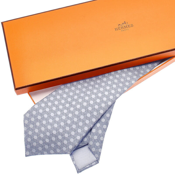 エルメス 5118HA パープル シルク ネクタイ メンズ HERMES 中古