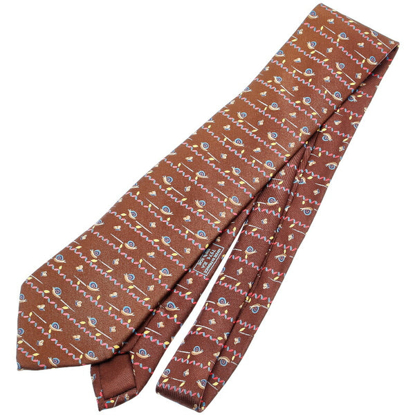 エルメス ブラウン シルク ネクタイ メンズ HERMES 中古