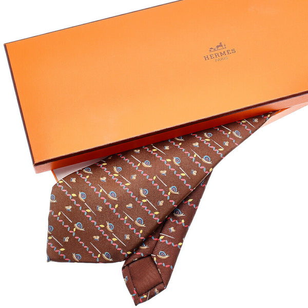 エルメス ブラウン シルク ネクタイ メンズ HERMES 中古