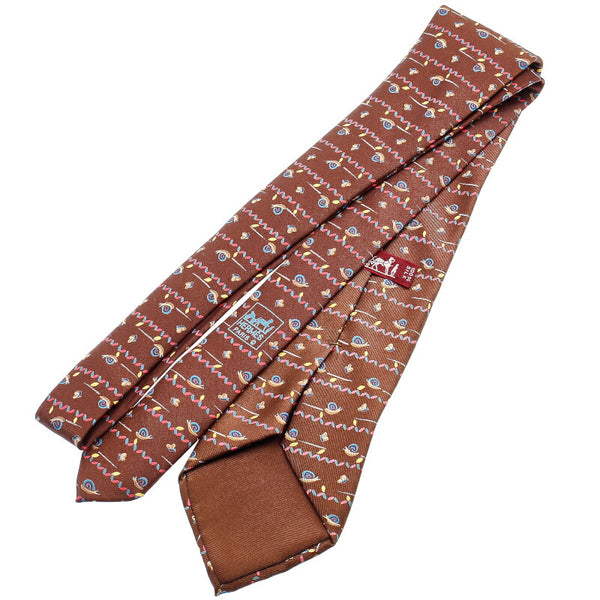 エルメス ブラウン シルク ネクタイ メンズ HERMES 中古