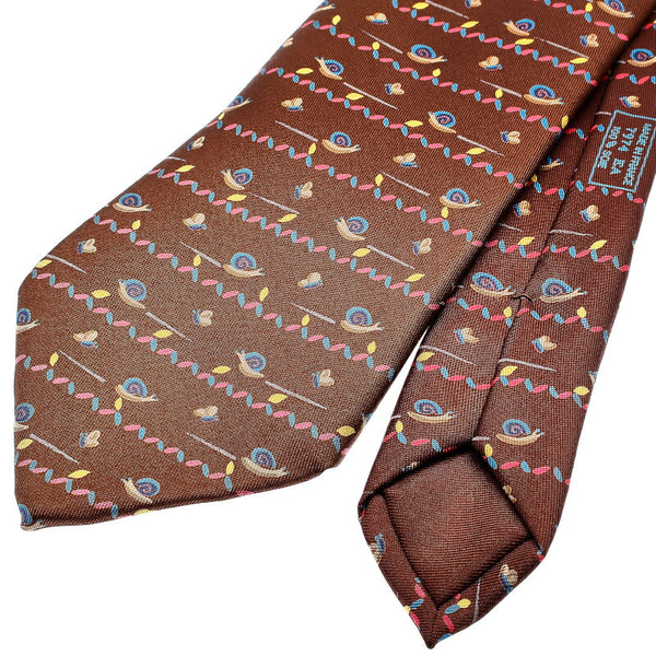 エルメス ブラウン シルク ネクタイ メンズ HERMES 中古