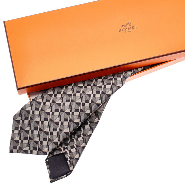エルメス グレー シルク ネクタイ メンズ HERMES 中古