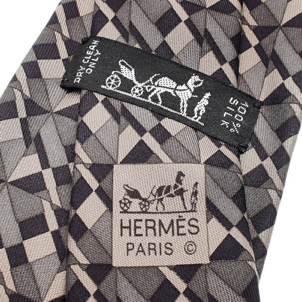 エルメス グレー シルク ネクタイ メンズ HERMES 中古