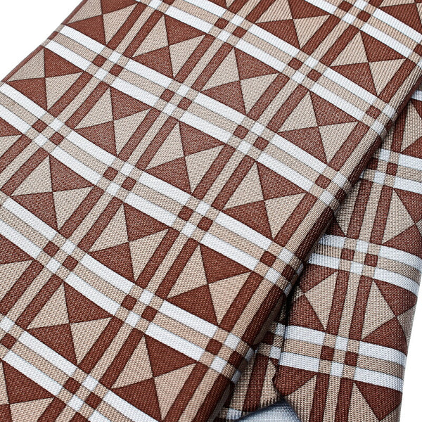 エルメス 幾何学模様 ブラウン シルク ネクタイ メンズ HERMES 中古