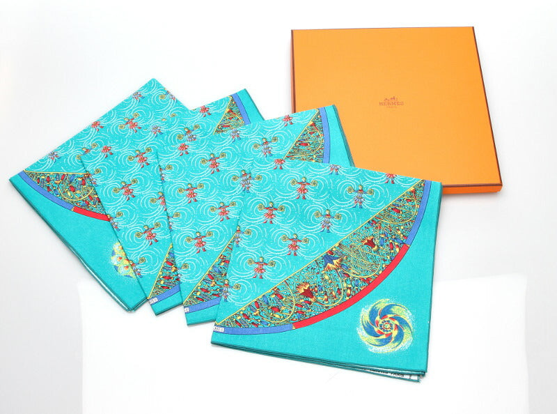 エルメス ランチマット グリーン コットン ハンカチ レディース HERMES 中古