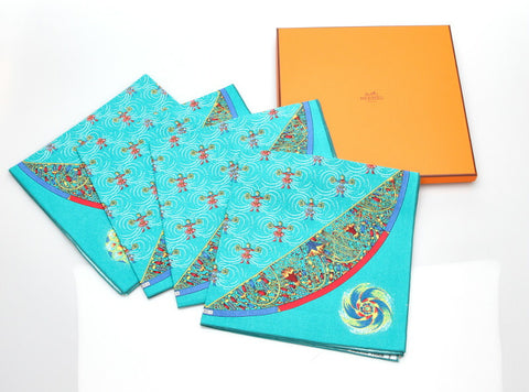 エルメス ランチマット グリーン コットン ハンカチ レディース HERMES 中古