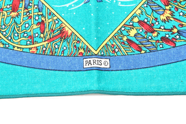 エルメス ランチマット グリーン コットン ハンカチ レディース HERMES 中古