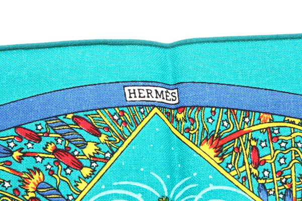 エルメス ランチマット グリーン コットン ハンカチ レディース HERMES 中古