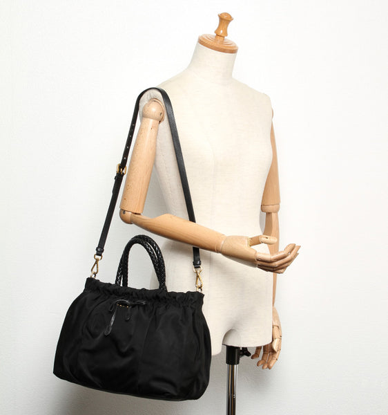 プラダ BN1778 ブラック  レザー ハンドバッグ レディース PRADA 中古