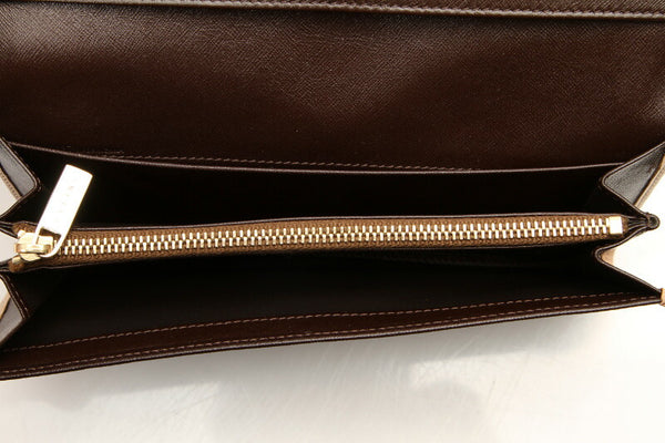 セリーヌ マカダム ブラウン PVC レザー 長財布 レディース CELINE 中古