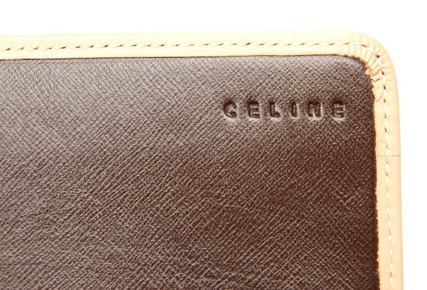 セリーヌ マカダム ブラウン PVC レザー 長財布 レディース CELINE 中古