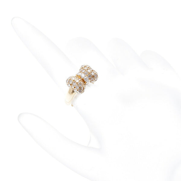 K18YG イエローゴールド ダイヤ1.5ct リボン リング 指輪 レディース 11号 中古