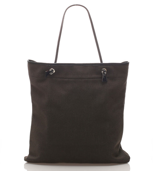 プラダ ロゴジャガード BR3579 ダークブラウン レザー トートバッグ レディース PRADA 中古