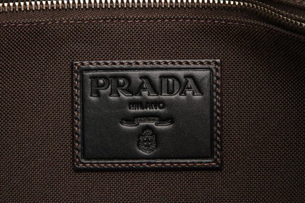 プラダ ロゴジャガード BR3579 ダークブラウン レザー トートバッグ レディース PRADA 中古
