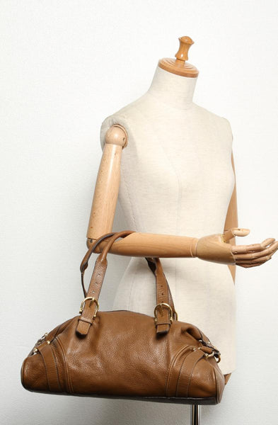 バーバリー ブラウン レザー ハンドバッグ レディース BURBERRY 中古