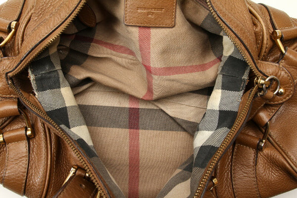 バーバリー ブラウン レザー ハンドバッグ レディース BURBERRY 中古