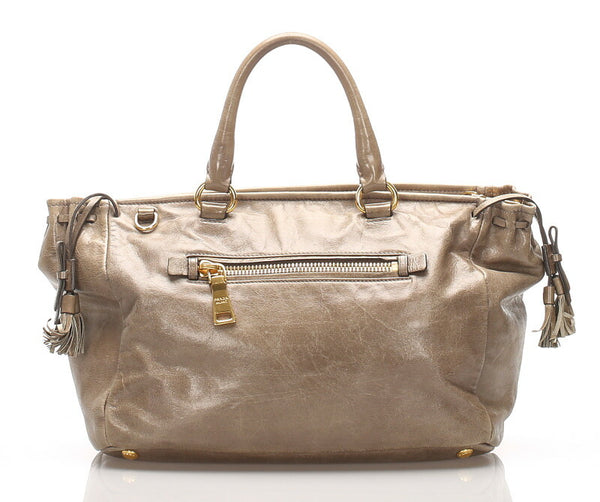 プラダ ベージュ レザー ショルダーバッグ レディース PRADA 中古
