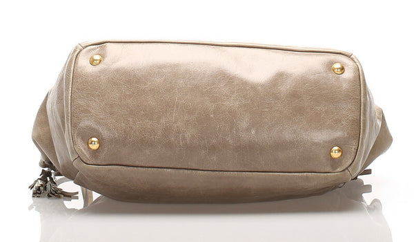 プラダ ベージュ レザー ショルダーバッグ レディース PRADA 中古