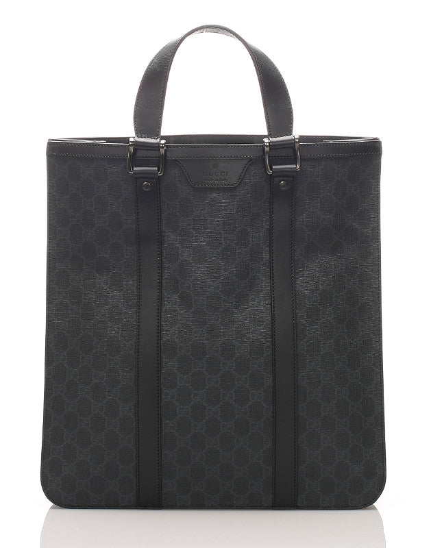 グッチ GGスプリーム 322072 ブラック 黒 キャンバス レザー トートバッグ レディース GUCCI 中古