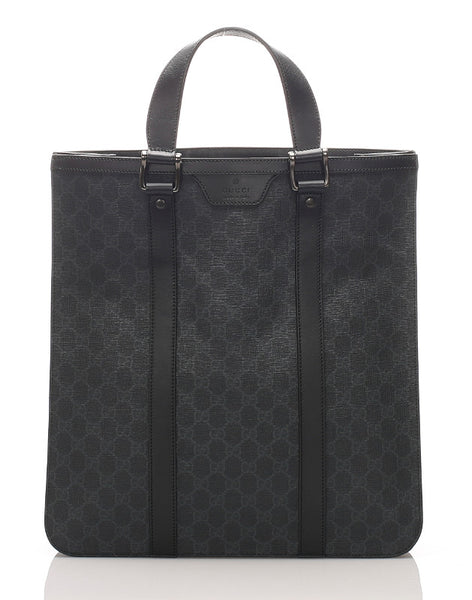 グッチ GGスプリーム 322072 ブラック 黒 キャンバス レザー トートバッグ レディース GUCCI 中古