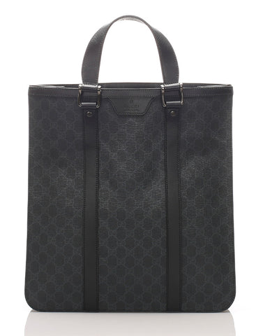 グッチ GGスプリーム 322072 ブラック 黒 キャンバス レザー トートバッグ レディース GUCCI 中古