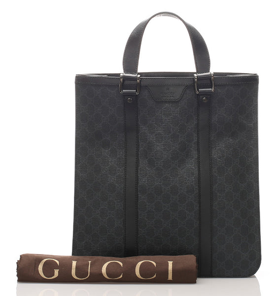 グッチ GGスプリーム 322072 ブラック 黒 キャンバス レザー トートバッグ レディース GUCCI 中古